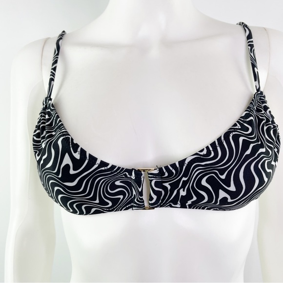 La Hana Swim Women's Black & White Swirly Printed Bikini Top Size S - Picture 2 of 7
